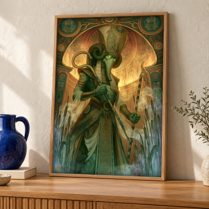 Ancient Egypt Art, Khnum Ram-God Deity, Dark Fantasy Mythology
