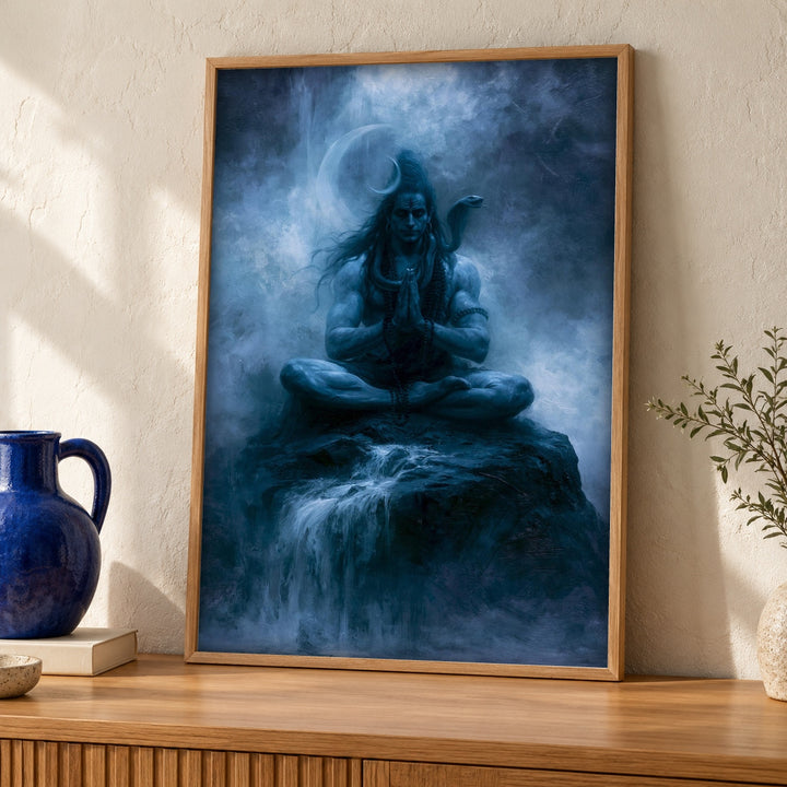 Hindu deity art, Lord Shiva Meditation Print, Indian Decor