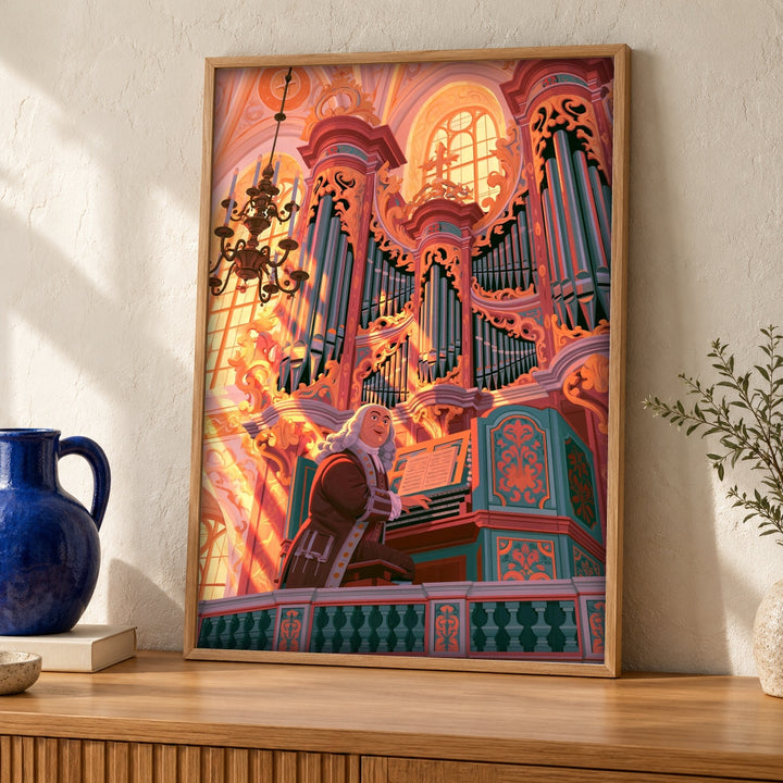 Church Organ Art, J.S. Bach Baroque Print, Religious Wall Decor