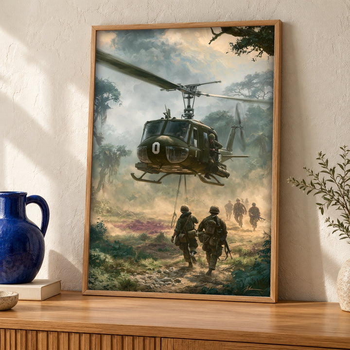 Vietnam War Wall Art, UH-1 Huey Helicopter Print