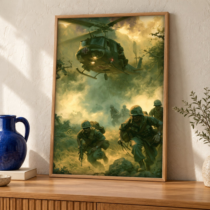 Military Wall Art, Vietnam Medevac Rescue Print, Veteran Gift