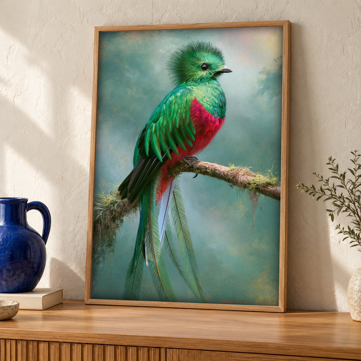 Mexican Folk Art, Aztec Quetzal Sacred Bird, Cultural Decor