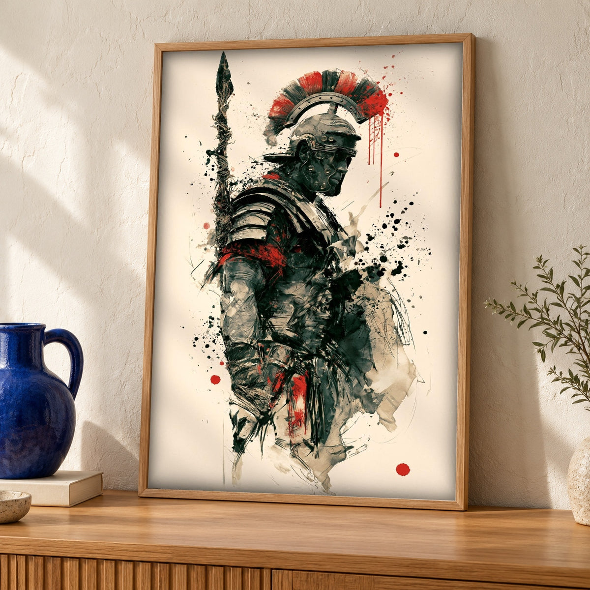 Roman Legion Wall Art, Ancient Rome Soldier Print — oak frame room mockup