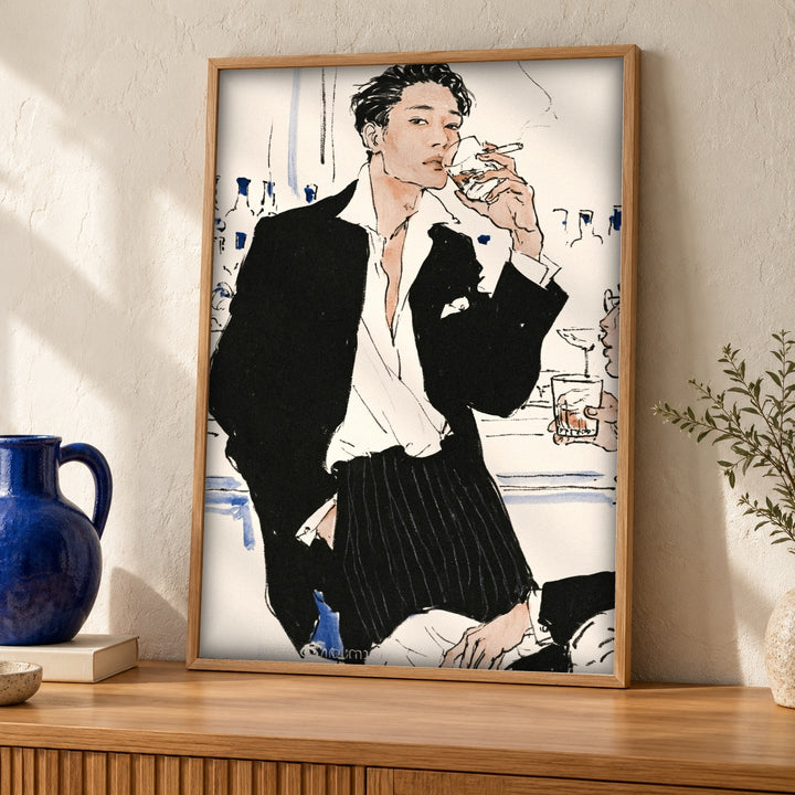 Masculine Wall Art, Moody Bar Gentleman, Whiskey Lover Gift