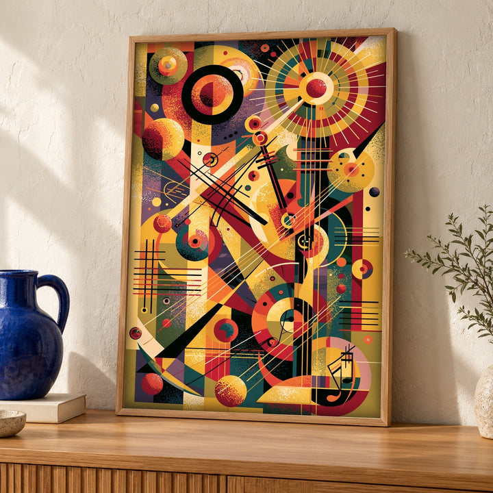 Abstract Wall Art, Baroque Violin Composition, Vibrant Instrument Decor
