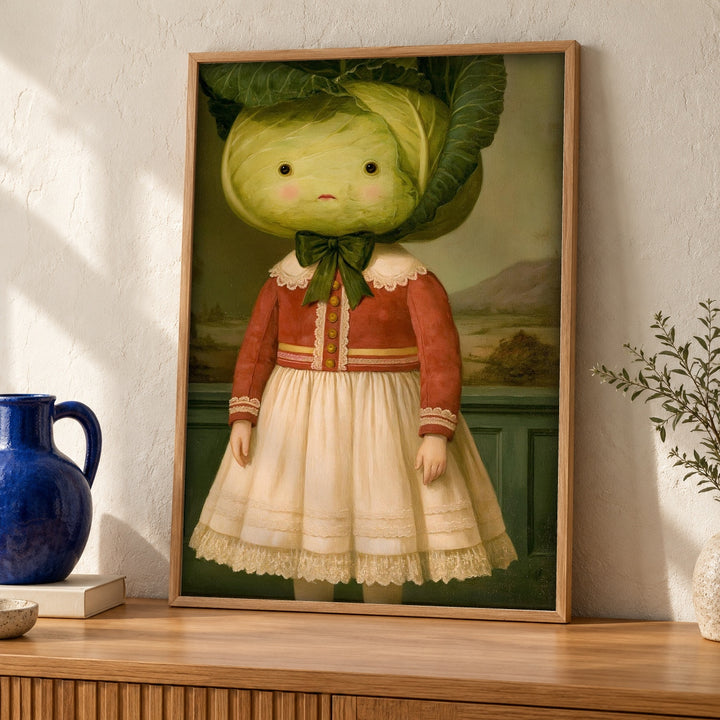 Folk Art Print, Cabbage Girl Portrait, Victorian Fantasy Poster