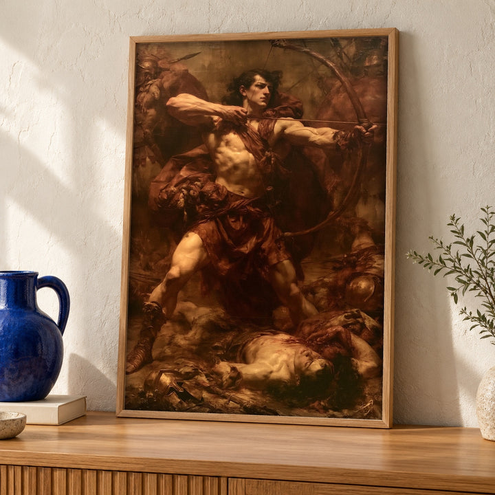 Greek Mythology Art, Trojan War Archer Print, Battle Painting