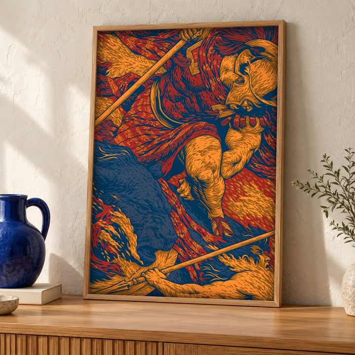 Ancient Greek Art, Spartan Warrior Battle, Masculine Wall Decor