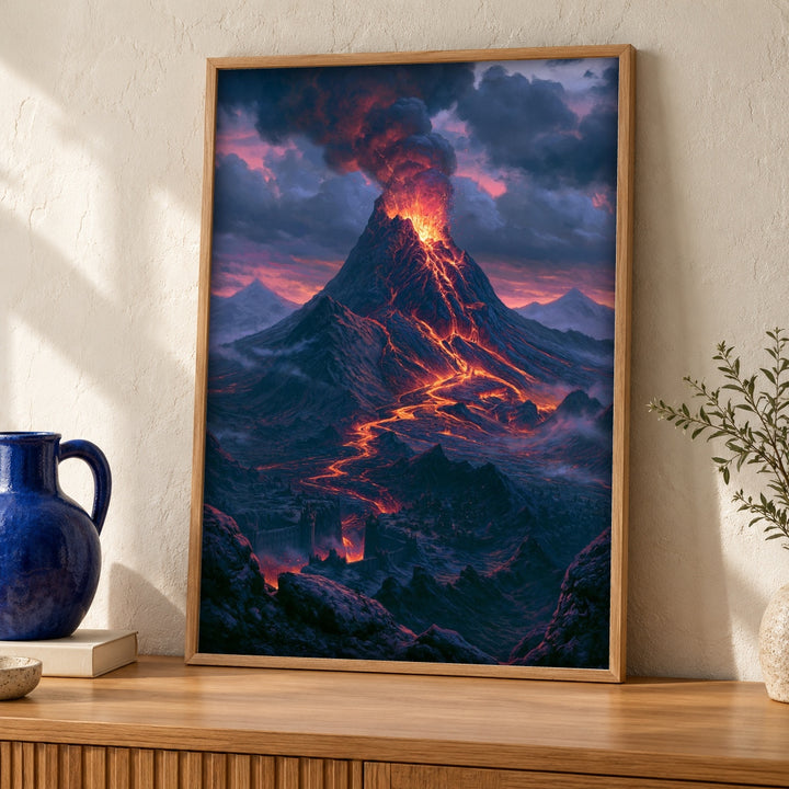 lotr poster, Volcanic Mount Doom Print, Fantasy Wall Art