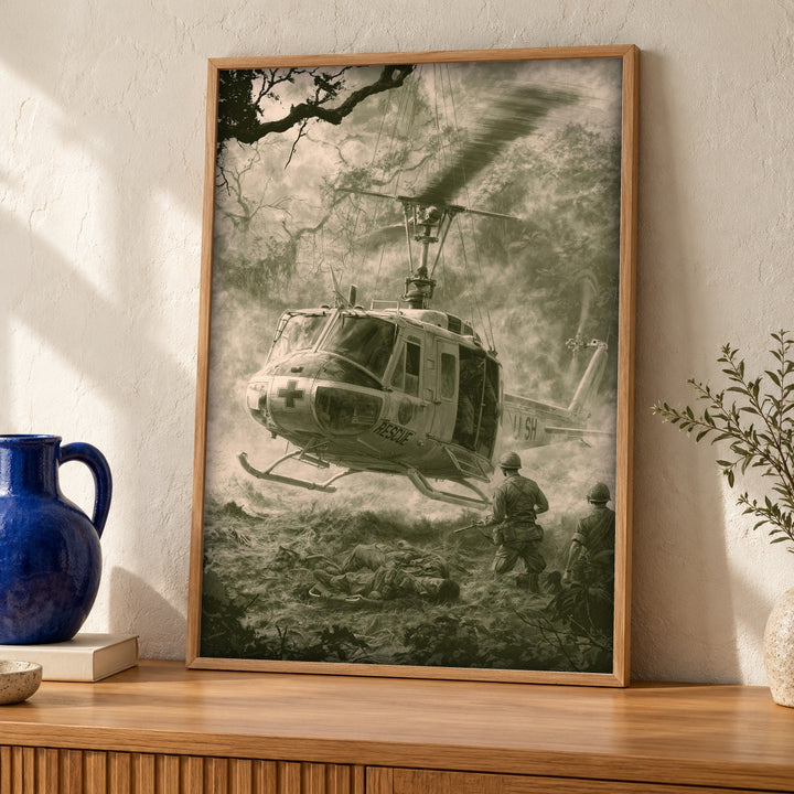 Vietnam War Art, Military Rescue Helicopter Print