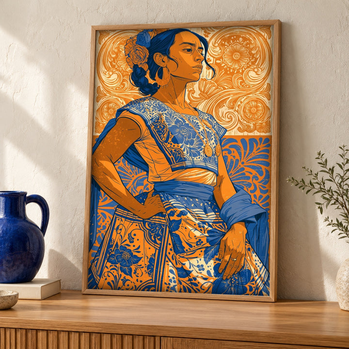 Mexican Folk Art, Indigenous Woman Talavera Print