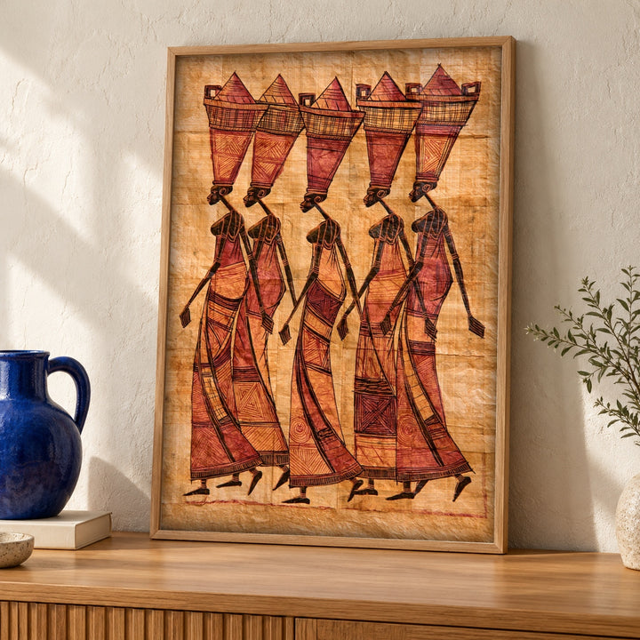 African Wall Art, Women Procession Folk Print