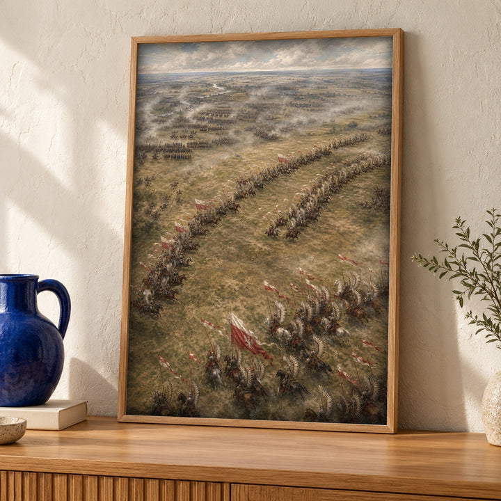 Polish Hussar Wall Art, Winged Cavalry Battle Print