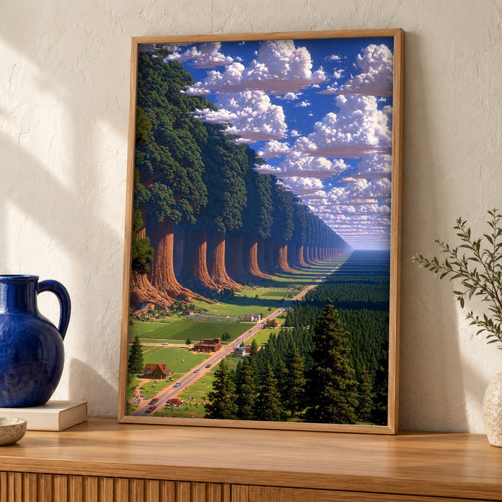 Enchanted Forest Art, Infinite Redwood Surreal Landscape