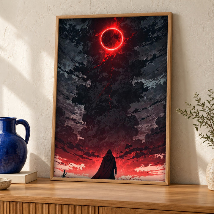 Dark Fantasy Art, Eclipse Blood Moon Print, Gamer Gift
