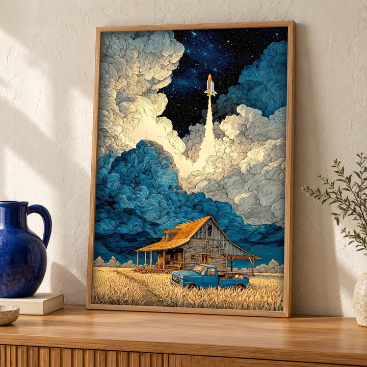 Aviation Wall Art, Space Shuttle Launch, Americana Barn Poster