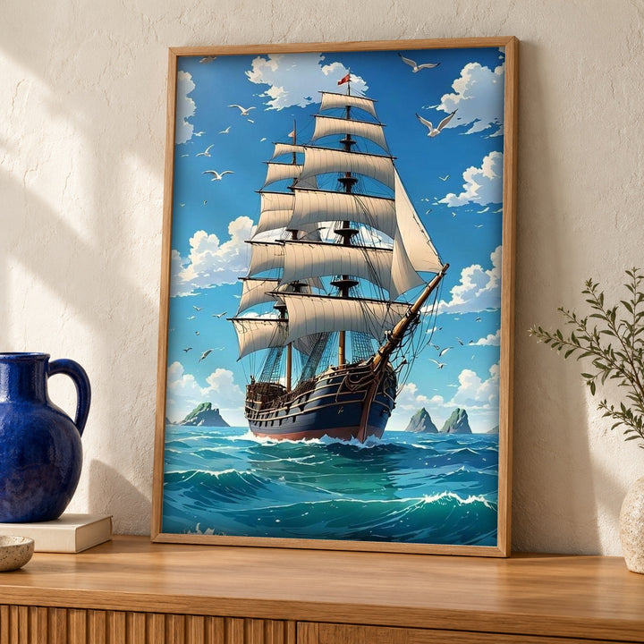Nautical Wall Art, Age of Sail Ship Print, Tall Ship Voyage