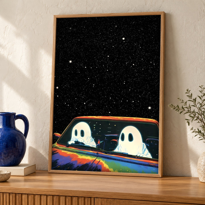 Retro Wall Art, Ghost Car Night Drive Print