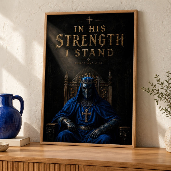 Christian Wall Art, Crusader Knight Scripture Print, Medieval Throne