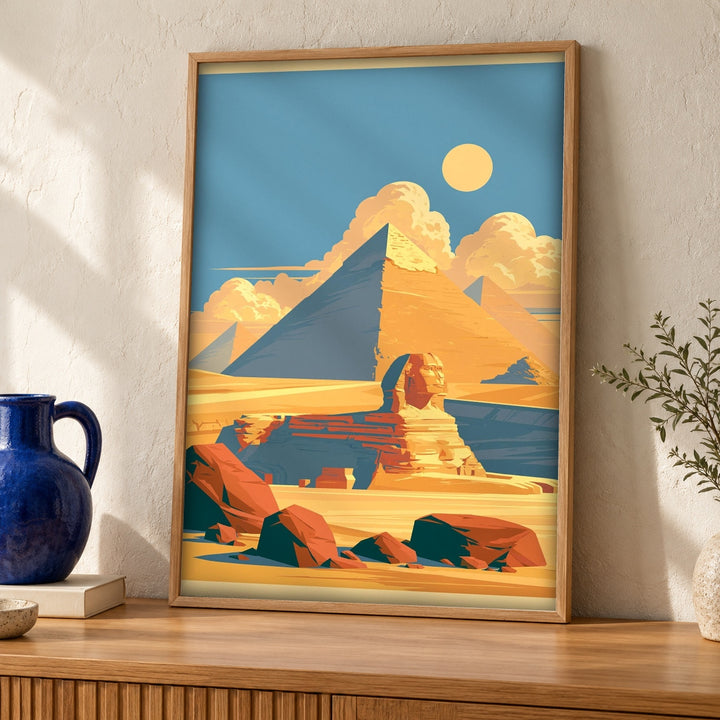 Ancient Egypt Wall Art, Great Sphinx Pyramid Print