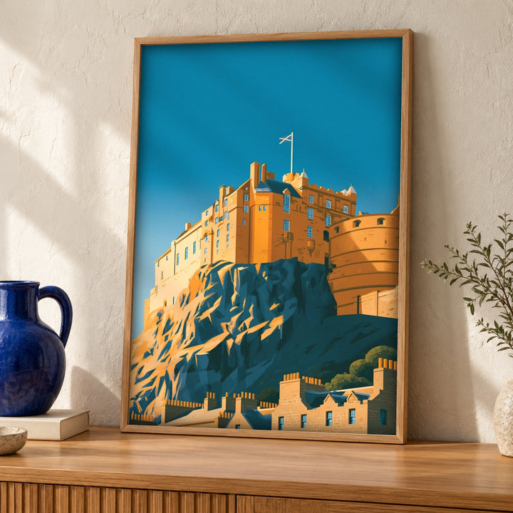 Edinburgh Castle Print, Scotland Historic Landmark, Vintage Travel Poster