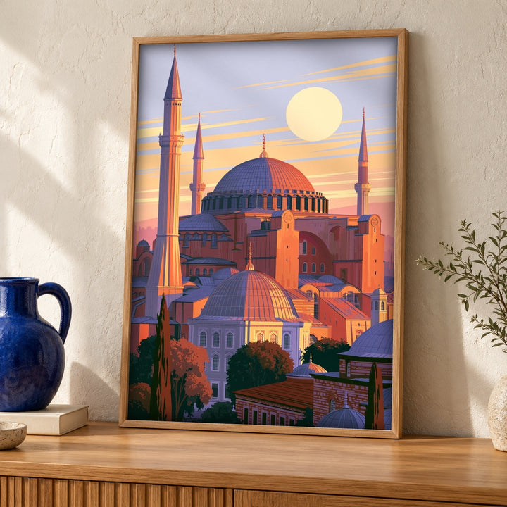 Ottoman Istanbul Print, Hagia Sophia Mosque, Islam Wall Painting
