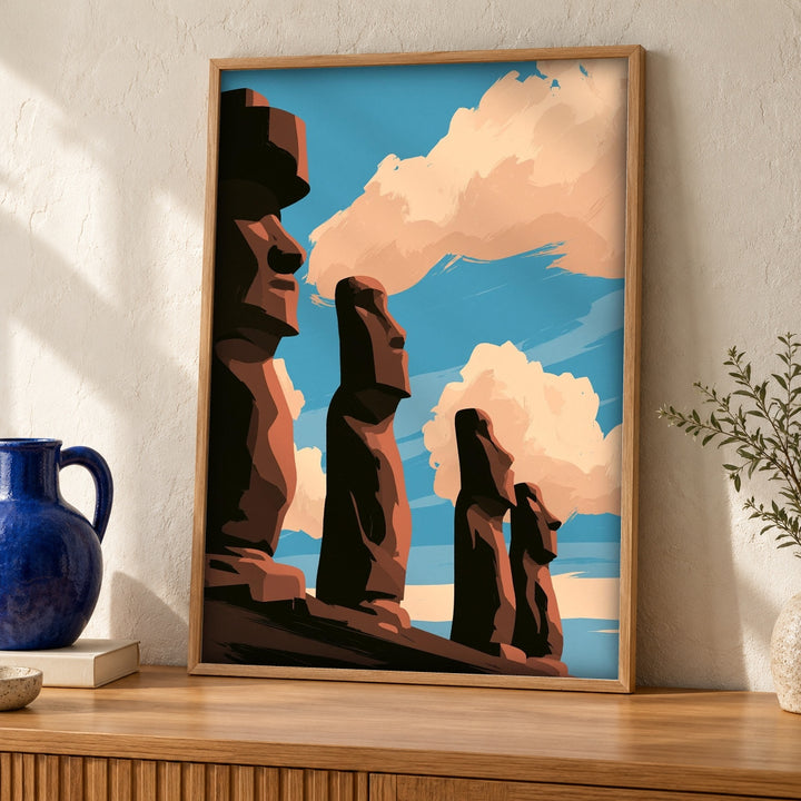 Easter Island Moai, Ancient Rapa Nui Statue Print