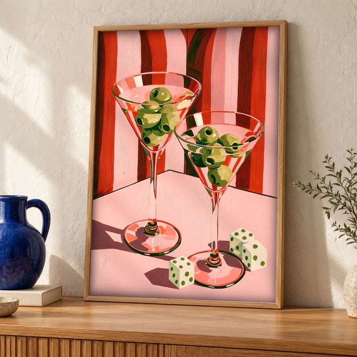 Retro Wall Art, Martini Bar Print, Vintage Lounge Decor