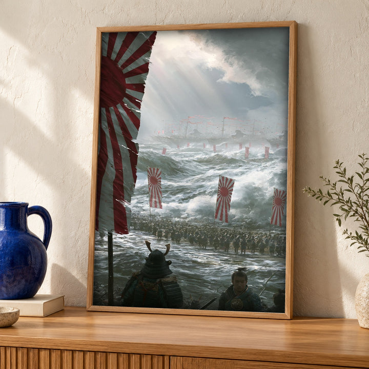 Samurai Fleet Art, Mongol Invasion Japan, Ship Painting