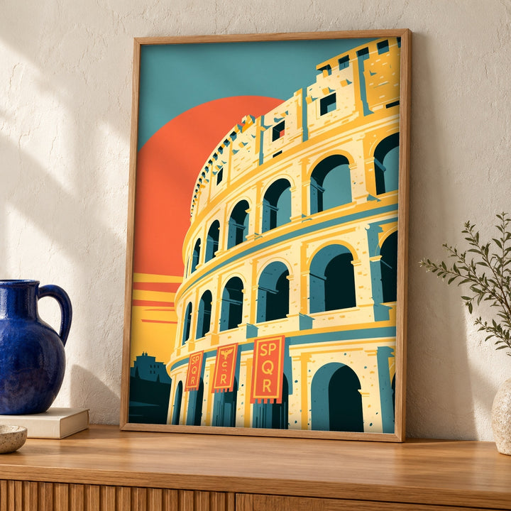 Rome Poster, Colosseum Wall Art, Ancient Roman Empire Print