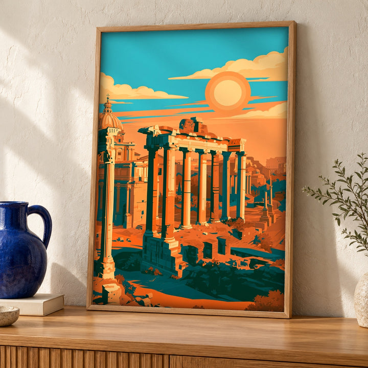 Rome Poster, Roman Forum Ruins, Ancient Empire Wall Decor