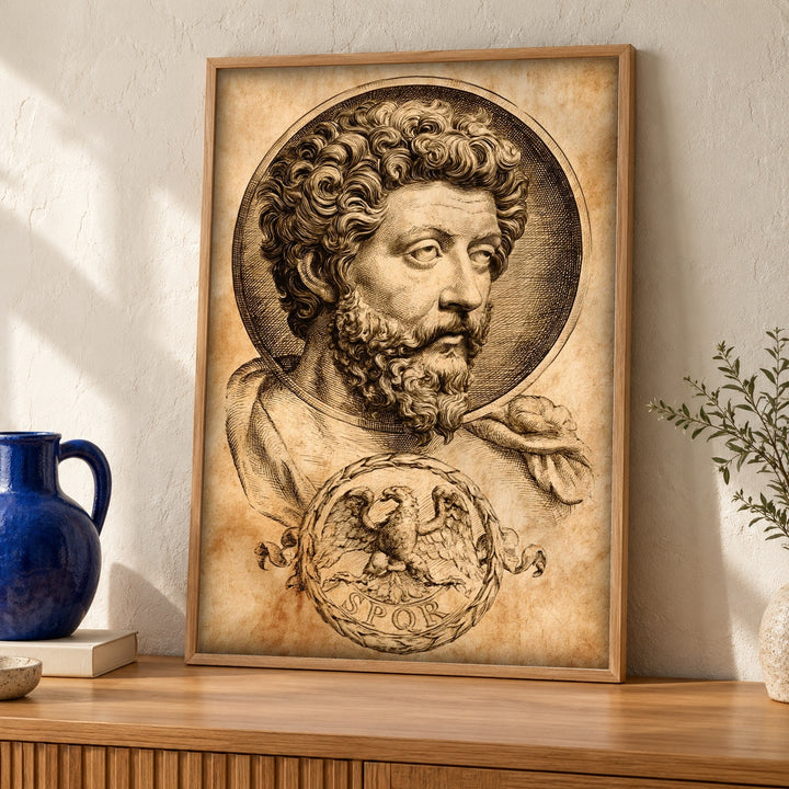 Roman Emperor Art, Marcus Aurelius Portrait, SPQR Legion Print