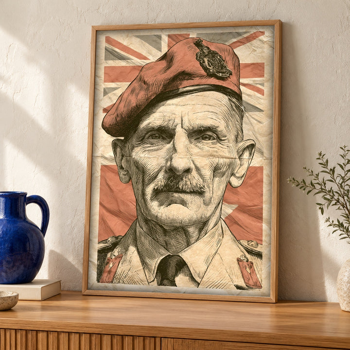 WWII Poster, British Army Commander, Man Cave Decor