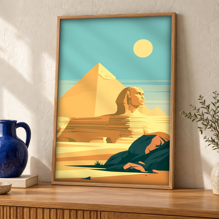 Ancient Egypt Art, Great Sphinx Print, Giza Pyramid