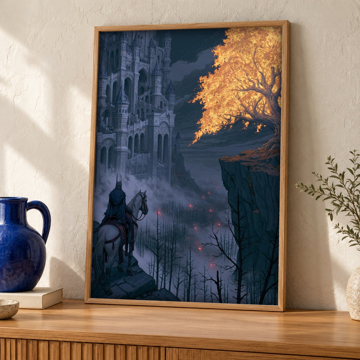 Elden Ring Wall Art, Dark Fantasy Knight, Erdtree Print