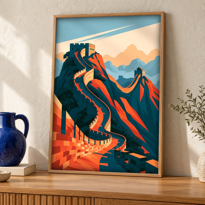 Great Wall China Art, Ming Dynasty Travel Poster