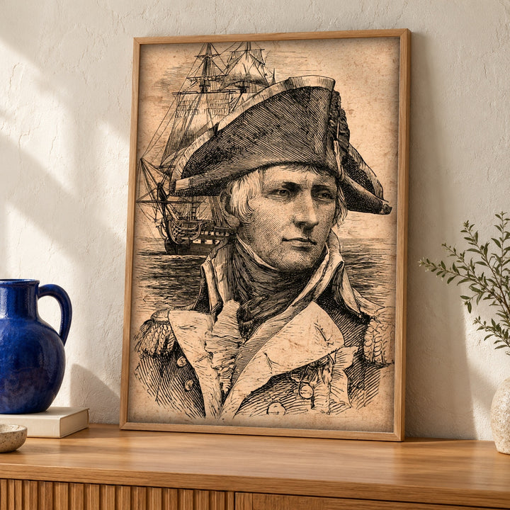 Historical Ship Print, Royal Navy Admiral Art, Nautical Wall Decor