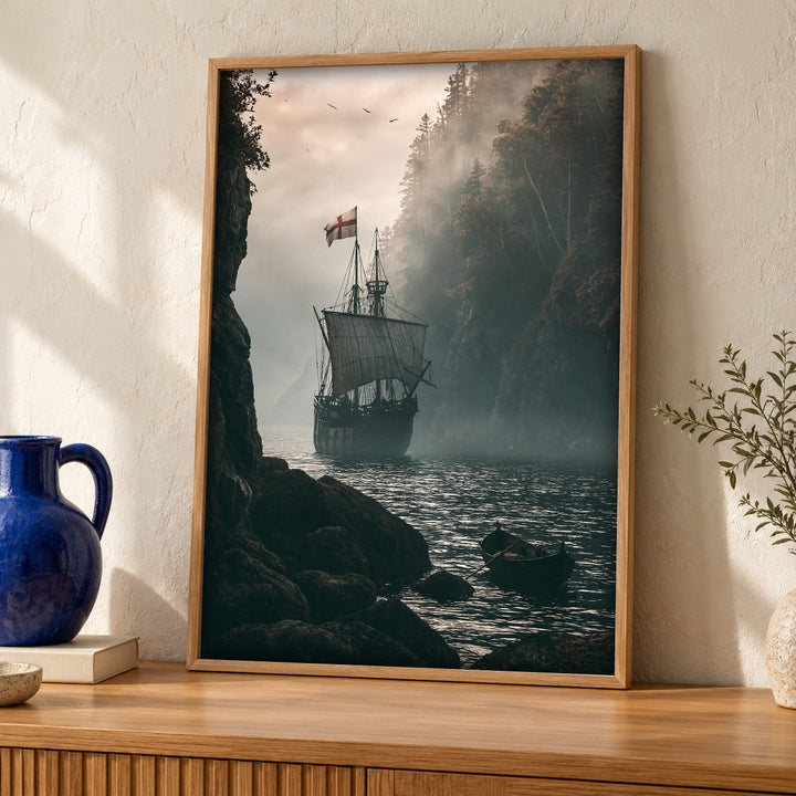 Nautical Wall Art, English Tall Ship Discovery Print