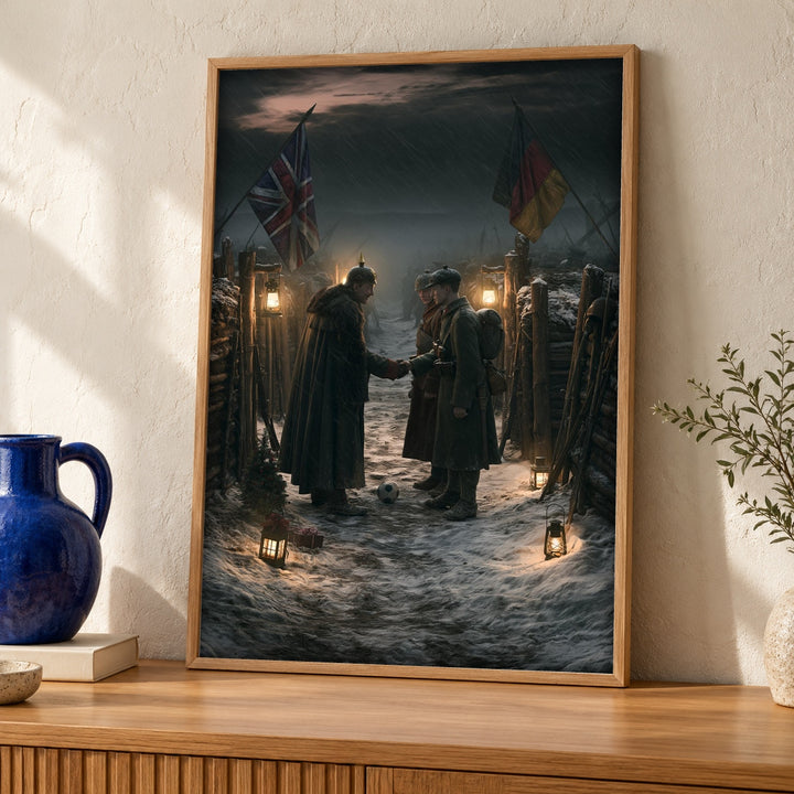 Christmas Truce Art, WWI Soldier Print, No Man's Land