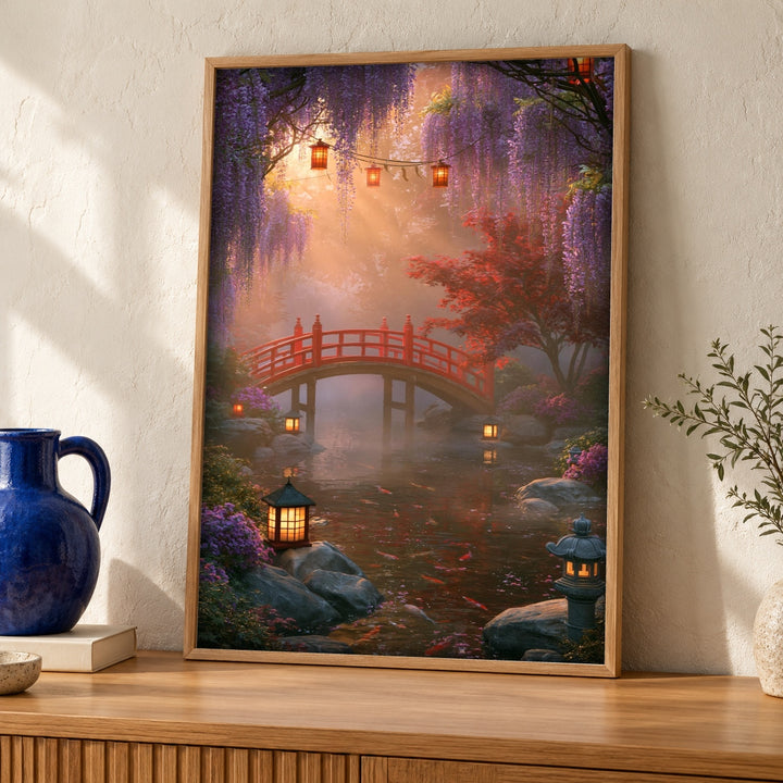 Enchanted Forest Art, Japanese Wisteria Garden, Woodland Wall Decor