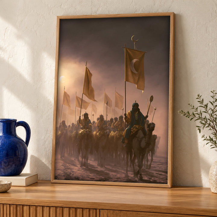 Ottoman Wall Art, Islamic Crescent Army, Camel Cavalry Print