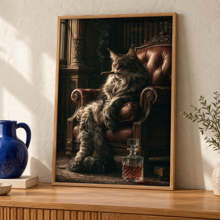 Gentleman Cat Wall Art, Victorian Library Scholar Print