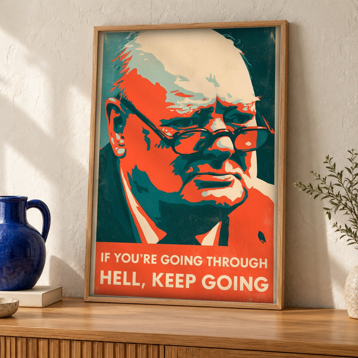 Churchill Wall Art, Iconic Quote Print, Historic Leader Poster
