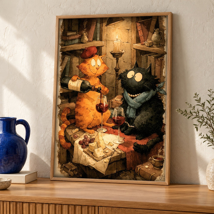 Black cat wall art, Enchanted Cellar Cats Wine
