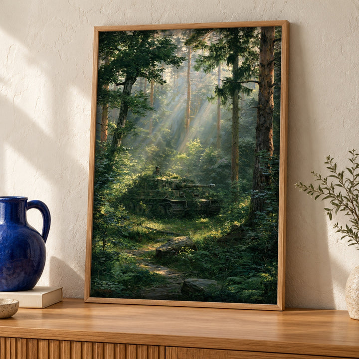 WWII Poster, Tiger Tank Forest, German Panzer Wall Art