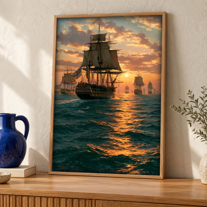 HMS Victory Print, Royal Navy Fleet, Nautical Wall Art