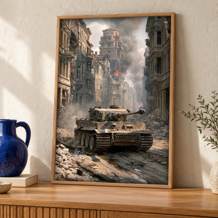 WWII Poster, Tiger Tank Blitzkrieg Art, Man Cave Decor