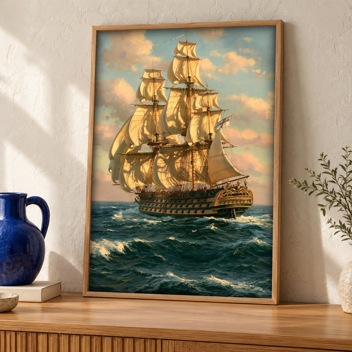 Nautical Wall Art, Royal Navy Ship Print, HMS Victory