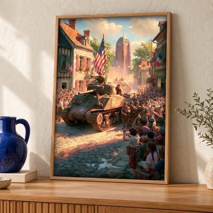 WWII Poster, Liberation of France Wall Art, Vintage War Print