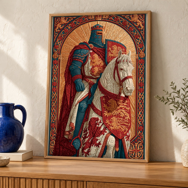 Medieval Knight Wall Art, Crusader Heraldry Print